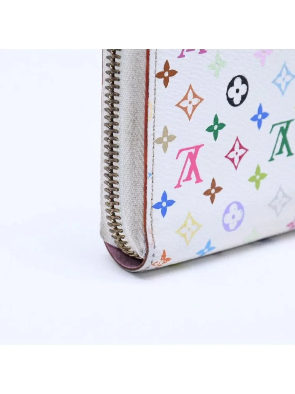 Louis Vuitton Monogram Multicolor Zippy Wallet Takashi Murakami Gold White
